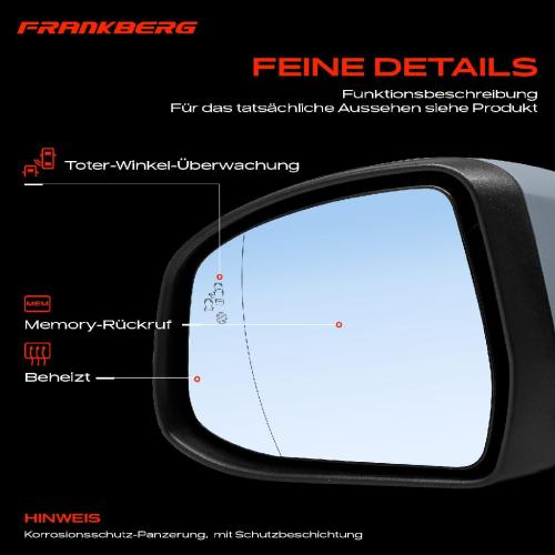 Frankberg 1x Außenspiegel Links für Ford Mondeo IV Stufenheck Turnier BA7 2007-2015 Bild Frankberg 1x Außenspiegel Links für Ford Mondeo IV Stufenheck Turnier BA7 2007-2015