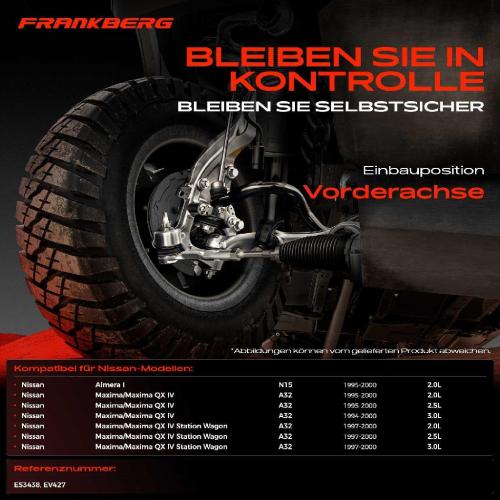 Frankberg 1x Querlenker Satz Vorderachse für Nissan Almera I Hatchback Maxima/Maxima QX IV Station Wagon 1994-2000 Bild Frankberg 1x Querlenker Satz Vorderachse für Nissan Almera I Hatchback Maxima/Maxima QX IV Station Wagon 1994-2000