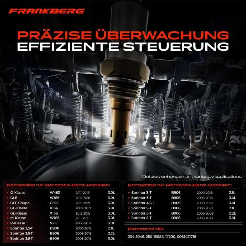Frankberg 1x Lambdasonde Regelsonde Vor Katalysator für Mercedes-Benz W463 X164 X166 W166 C292 B906 Bild Frankberg 1x Lambdasonde Regelsonde Vor Katalysator für Mercedes-Benz W463 X164 X166 W166 C292 B906