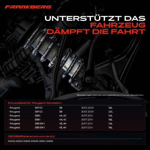 Frankberg 2x Fahrwerksfeder Hinterachse für Peugeot 307 CC 3B 308 I 4A 4C 308 SW I 4E 4H 2003-2014 Bild Frankberg 2x Fahrwerksfeder Hinterachse für Peugeot 307 CC 3B 308 I 4A 4C 308 SW I 4E 4H 2003-2014