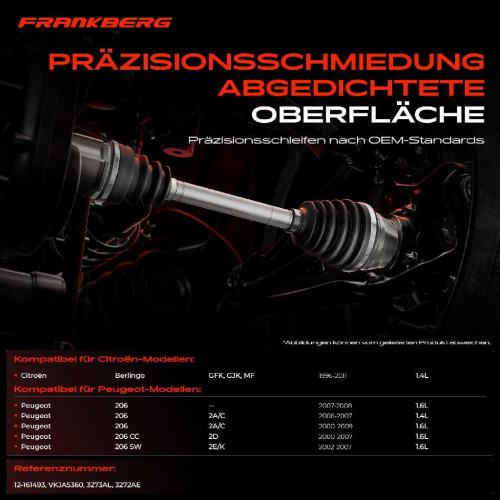Frankberg 1x Antriebswelle Gelenksatz Vorderachse für Peugeot 206 2D 2A Citroën Berlingo Bild Frankberg 1x Antriebswelle Gelenksatz Vorderachse für Peugeot 206 2D 2A Citroën Berlingo