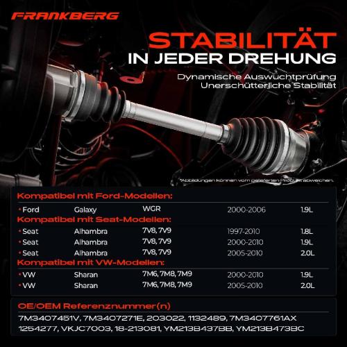 Frankberg 2x Antriebswelle Vorderachse für Ford Galaxy WGR VW Sharan 7M6 7M8 7M9 Seat Alhambra Bild Frankberg 2x Antriebswelle Vorderachse für Ford Galaxy WGR VW Sharan 7M6 7M8 7M9 Seat Alhambra