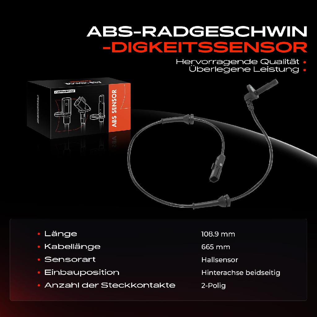 1x ABS Sensor Hinterachse beidseitig für Renault Master III EV HV UV Master III Bus JV Master III Kasten FV