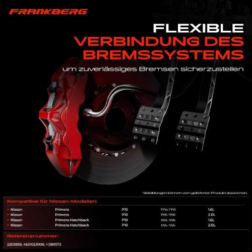 Frankberg 1x Bremsschlauch Bremsschläuche Vorderachse Links für Nissan Primera P10 Hatchback Bild Frankberg 1x Bremsschlauch Bremsschläuche Vorderachse Links für Nissan Primera P10 Hatchback