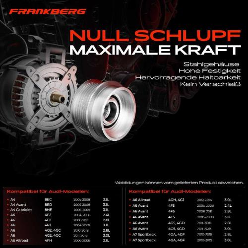 1x Generatorfreilauf Lichtmaschine für Audi A4 8E A6 Avant 4F2 4F5 A7 Sportback Bild 1x Generatorfreilauf Lichtmaschine für Audi A4 8E A6 Avant 4F2 4F5 A7 Sportback