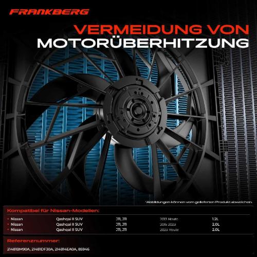 1x Motorkühller Einfachlüfter mit Kühlerlüfterrahmen Nissan Qashqai II J11 1.2L 1.5L Bj ab 2013 Bild 1x Motorkühller Einfachlüfter mit Kühlerlüfterrahmen Nissan Qashqai II J11 1.2L 1.5L Bj ab 2013
