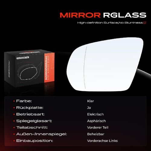 1x Spiegelglas Außenspiegel links für Mercedes-Benz A205 S205 W213 S213 X253 W205 C205 Bild 1x Spiegelglas Außenspiegel links für Mercedes-Benz A205 S205 W213 S213 X253 W205 C205