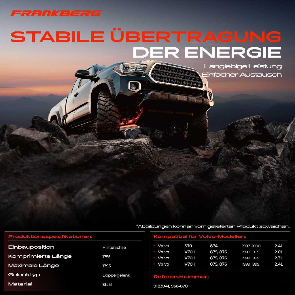 1x Kardanwelle Gelenkwelle Hinterachse für Volvo S70 874 V70 I 875 876 2.4L 2.0L 2.3L 1997-2000