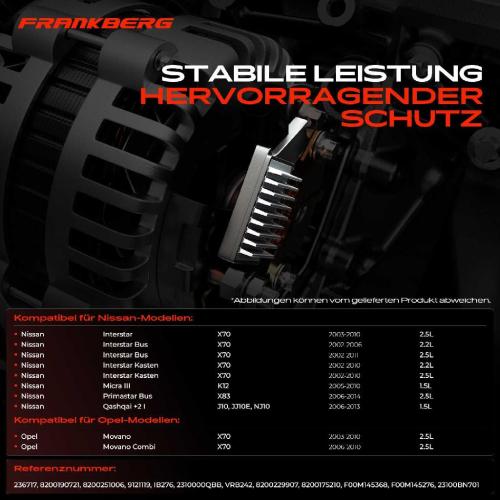 Frankberg 1x Lichtmaschinenregler Generatorregler für Opel Movano Combi Nissan Renault Clio 2 Bild Frankberg 1x Lichtmaschinenregler Generatorregler für Opel Movano Combi Nissan Renault Clio 2