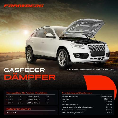 2x Gasfeder Dämpfer Motorhaube für Volvo XC60 II 246 SUV Bj ab 2017 Bild 2x Gasfeder Dämpfer Motorhaube für Volvo XC60 II 246 SUV Bj ab 2017