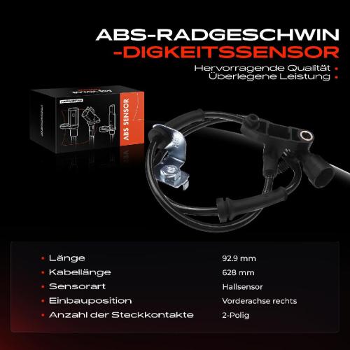 1x ABS Sensor Vorderachse rechts für Chrysler Neon II PT Cruiser Cabriolet Dodge 1.6L 1.8L 1999-2010 Bild 1x ABS Sensor Vorderachse rechts für Chrysler Neon II PT Cruiser Cabriolet Dodge 1.6L 1.8L 1999-2010