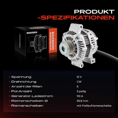 1x Lichtmaschine Generator für Mazda 3 BK BL 6 GG CX-7 ER 2.3L 2.5L Bild 1x Lichtmaschine Generator für Mazda 3 BK BL 6 GG CX-7 ER 2.3L 2.5L