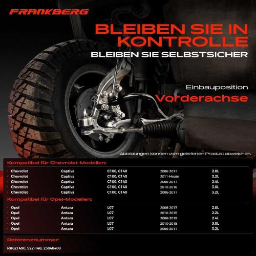 Frankberg 1x Querlenker Vorderachse für Chevrolet Captiva Opel Antara 2.0L 2.2L 2.4L 3.0L 3.2L Bj ab 2006 Bild Frankberg 1x Querlenker Vorderachse für Chevrolet Captiva Opel Antara 2.0L 2.2L 2.4L 3.0L 3.2L Bj ab 2006