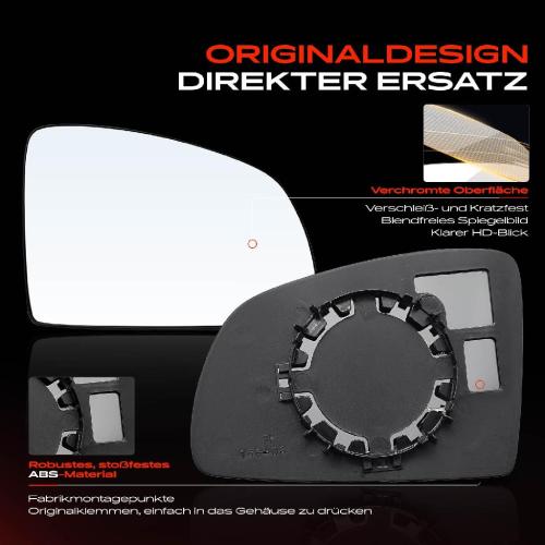 1x Spiegelglas Außenspiegel rechts für Opel Meriva A X03 2003-2010 Bild 1x Spiegelglas Außenspiegel rechts für Opel Meriva A X03 2003-2010