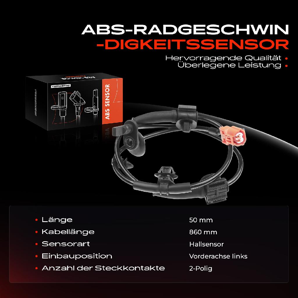 1x ABS Sensor Vorderachse links für Honda Jazz II GD GD GE2 GE3 1.5L 1.2L 1.3L 1.7L 2002-2008