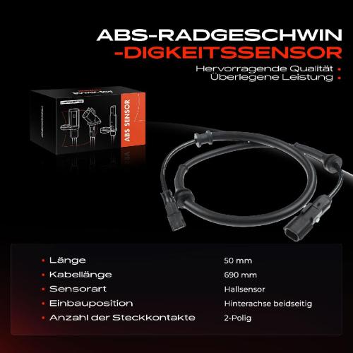 1x ABS Sensor Hinterachse beidseitig für Renault Espace IV 1.9L 2.0L 2.2L 3.0L 3.5L Bj ab 2003 Bild 1x ABS Sensor Hinterachse beidseitig für Renault Espace IV 1.9L 2.0L 2.2L 3.0L 3.5L Bj ab 2003