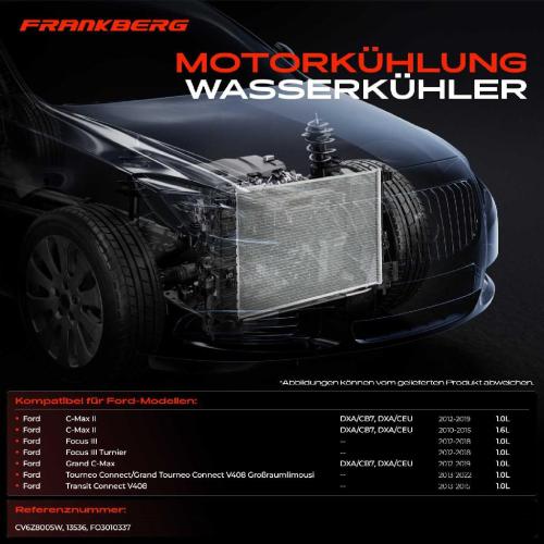 Frankberg 1x Kühler Wasserkühler Motorkühler für Ford C-Max II Focus III Transit Connect Bild Frankberg 1x Kühler Wasserkühler Motorkühler für Ford C-Max II Focus III Transit Connect