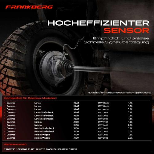 1x ABS Sensor Vorderachse links für Daewoo Lanos Stufenheck Nubira Wagon 1.4L 1.5L 1.6L 2.0L Bj ab 1997 Bild 1x ABS Sensor Vorderachse links für Daewoo Lanos Stufenheck Nubira Wagon 1.4L 1.5L 1.6L 2.0L Bj ab 1997