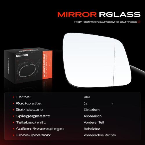 1x Spiegelglas Außenspiegel rechts für Mercedes-Benz A-Klasse W169 B-Klasse W245 Bild 1x Spiegelglas Außenspiegel rechts für Mercedes-Benz A-Klasse W169 B-Klasse W245