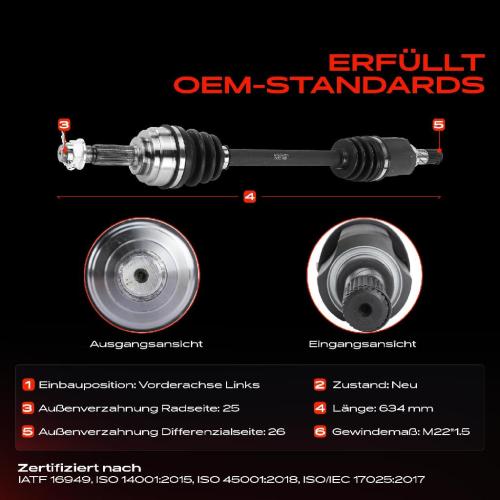 Frankberg 1x Antriebswelle Vorderachse Links für Nissan Note E12 1.5L Bj ab 2013 Bild Frankberg 1x Antriebswelle Vorderachse Links für Nissan Note E12 1.5L Bj ab 2013