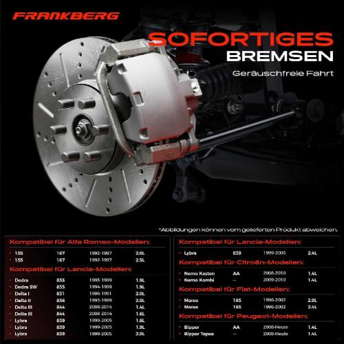 Frankberg 2x Bremsscheiben Vorderachse für Lancia Dedra SW Delta III Lybra Musa Thema Peugeot Bipper Tepee Bild Frankberg 2x Bremsscheiben Vorderachse für Lancia Dedra SW Delta III Lybra Musa Thema Peugeot Bipper Tepee