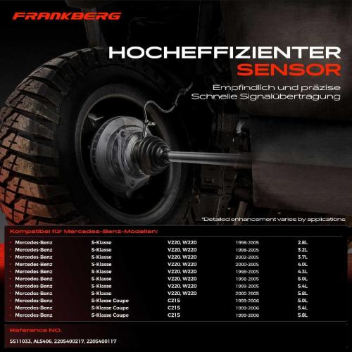 1x ABS Sensor Vorderachse beidseitig für Mercedes-Benz S-Klasse V220 W220 S-Klasse Coupe C215 1998-2006 Bild 1x ABS Sensor Vorderachse beidseitig für Mercedes-Benz S-Klasse V220 W220 S-Klasse Coupe C215 1998-2006