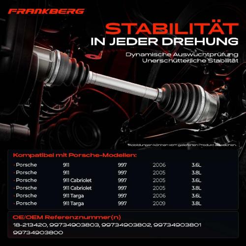 2x Antriebswelle Vorderachse für Porsche 911 Cabriolet Targa 997 3.6L 3.8L 2004-2012 Bild 2x Antriebswelle Vorderachse für Porsche 911 Cabriolet Targa 997 3.6L 3.8L 2004-2012