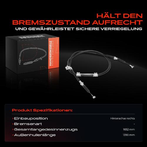 1x Seilzug Feststellbremse Hinterachse rechts für KIA Carens I FC II FJ Shuma FB 1.5L-1.8L Bild 1x Seilzug Feststellbremse Hinterachse rechts für KIA Carens I FC II FJ Shuma FB 1.5L-1.8L