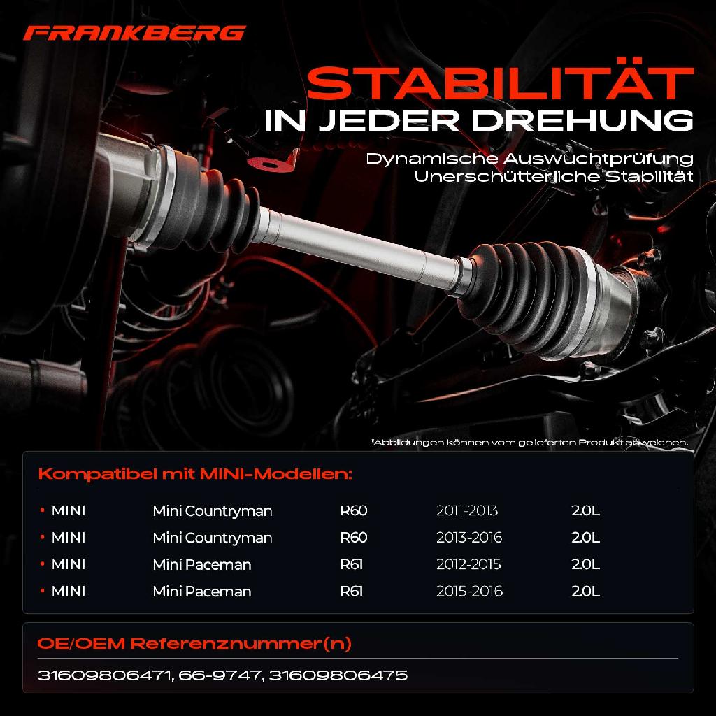 1x Antriebswelle Vorderachse Links für MINI Mini Countryman R60 Paceman R61 2.0L