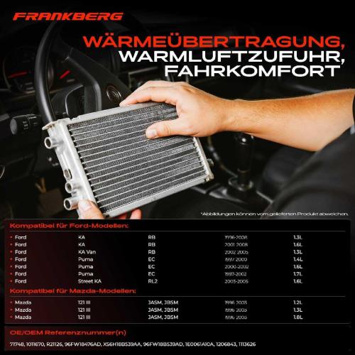 1x Wärmetauscher Innenraumheizung für Ford Fiesta IV JA JB KA RB Mazda 121 III 1.3L Bild 1x Wärmetauscher Innenraumheizung für Ford Fiesta IV JA JB KA RB Mazda 121 III 1.3L