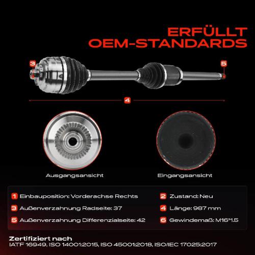 1x Antriebswelle Vorderachse Rechts für Mercedes-Benz Esprinter Sprinter 3-T B907 B910 2018-2021 Bild 1x Antriebswelle Vorderachse Rechts für Mercedes-Benz Esprinter Sprinter 3-T B907 B910 2018-2021