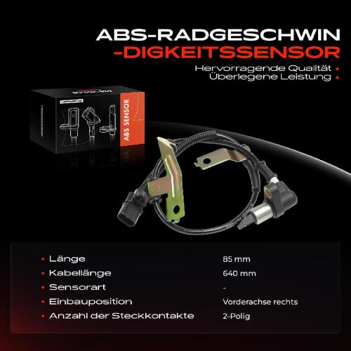 Frankberg 1x ABS Sensor Vorderachse rechts für Hyundai H-1 Kasten H-1/Starex Bus 2.5L 2.4L 1997-2007 Bild Frankberg 1x ABS Sensor Vorderachse rechts für Hyundai H-1 Kasten H-1/Starex Bus 2.5L 2.4L 1997-2007