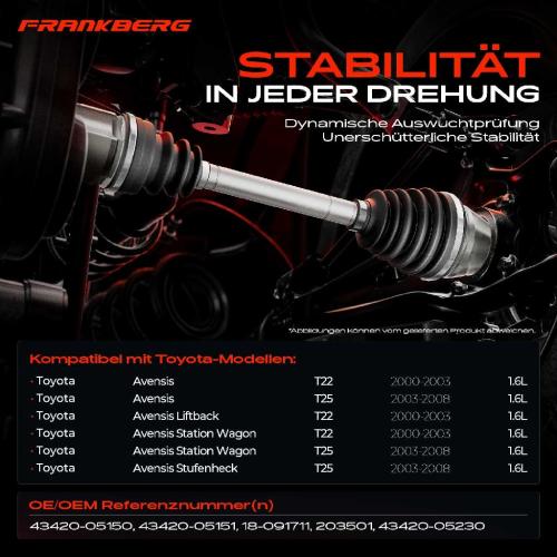 1x Antriebswelle Vorderachse Links für Toyota Avensis Liftback Station Wagon Stufenheck T22 T25 Bild 1x Antriebswelle Vorderachse Links für Toyota Avensis Liftback Station Wagon Stufenheck T22 T25