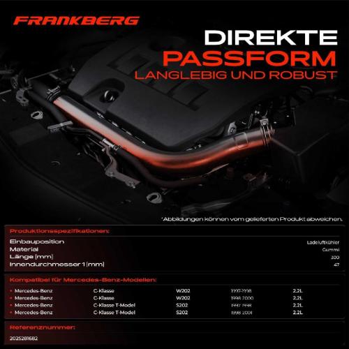 Frankberg 1x Kühlerschlauch Turboschlauch für Mercedes-Benz C-Klasse W202 C-Klasse T-Model S202 2.2L 1997-2001 Bild Frankberg 1x Kühlerschlauch Turboschlauch für Mercedes-Benz C-Klasse W202 C-Klasse T-Model S202 2.2L 1997-2001