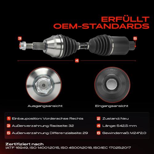 1x Antriebswelle Vorderachse Rechts für Dodge Nitro Jeep Cherokee KK 2006-2013 Bild 1x Antriebswelle Vorderachse Rechts für Dodge Nitro Jeep Cherokee KK 2006-2013