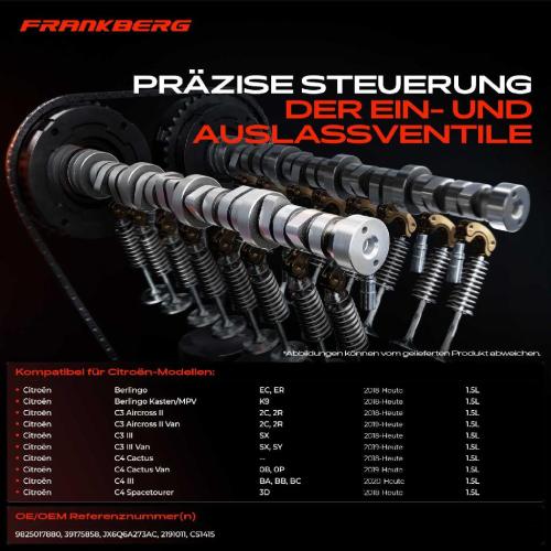 Frankberg 1x Nockenwelle für Citroën C3 Aircross II Peugeot 208 I 301 Vauxhall Corsa MK V Bild Frankberg 1x Nockenwelle für Citroën C3 Aircross II Peugeot 208 I 301 Vauxhall Corsa MK V