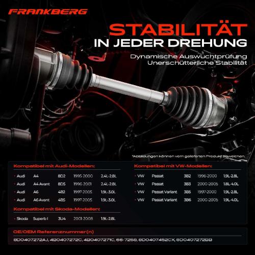 1x Antriebswelle Vorderachse für Audi A4 8D2 8D5 A6 4B2 4B5 VW Passat 3B2 3B5 Skoda Superb Bild 1x Antriebswelle Vorderachse für Audi A4 8D2 8D5 A6 4B2 4B5 VW Passat 3B2 3B5 Skoda Superb