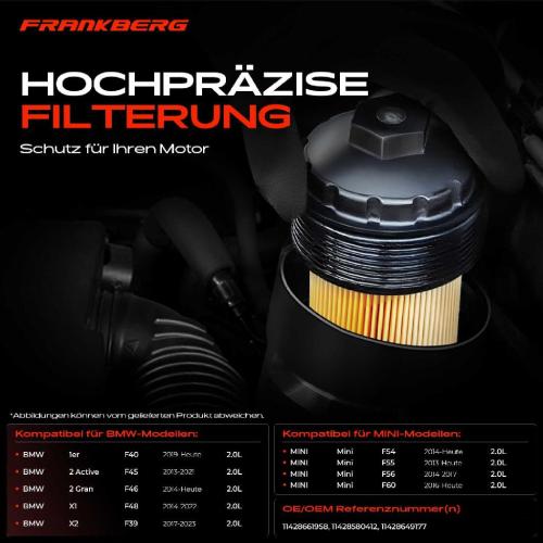 1x ÖlkühlerÖlfilter für BMW F40 X1 F48 X2 F39 F45 MINI Mini F55 F56 F60 Bild 1x ÖlkühlerÖlfilter für BMW F40 X1 F48 X2 F39 F45 MINI Mini F55 F56 F60