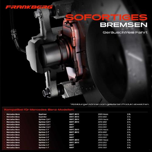 4x Bremsbeläge Hinterachse für Mercedes-Benz B907 B910 B907 B907 B910 B907 2018-2025 Bild 4x Bremsbeläge Hinterachse für Mercedes-Benz B907 B910 B907 B907 B910 B907 2018-2025