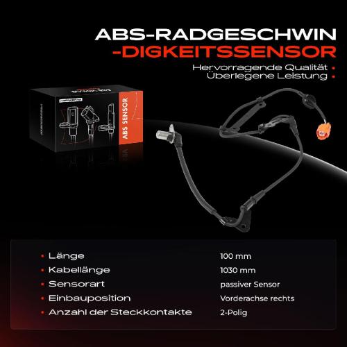 1x ABS Sensor Vorderachse rechts für Honda HR-V GH 1.6L 1999-2007 Bild 1x ABS Sensor Vorderachse rechts für Honda HR-V GH 1.6L 1999-2007