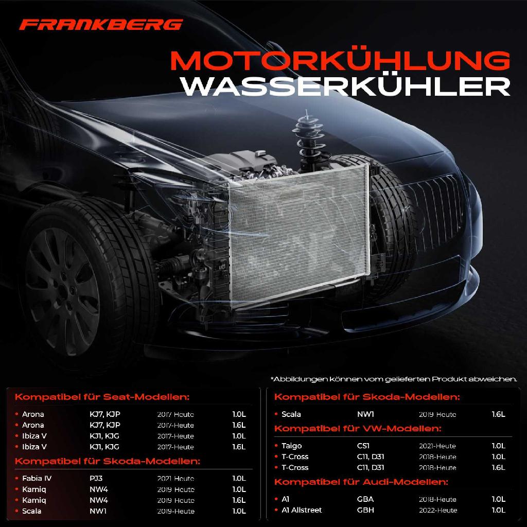 1x Kühler Wasserkühler Motorkühler für VW Polo Audi A1 Seat Skoda 1.0L 1.6L