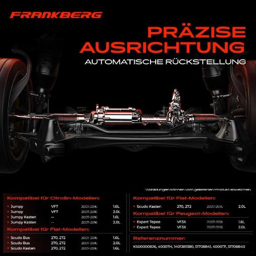Frankberg 1x Lenkgetriebe Servolenkgetriebe für Citroën Jumpy Fiat Scudo Peugeot Expert 1.6L 2.0L Bild Frankberg 1x Lenkgetriebe Servolenkgetriebe für Citroën Jumpy Fiat Scudo Peugeot Expert 1.6L 2.0L