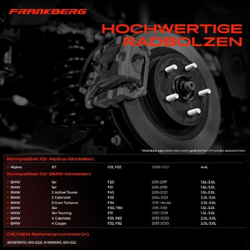 10x Radschraube für BMW F20 F21 F30 F31 F11 X3 X4 X5 X6 MINI F56-F61 Bild 10x Radschraube für BMW F20 F21 F30 F31 F11 X3 X4 X5 X6 MINI F56-F61