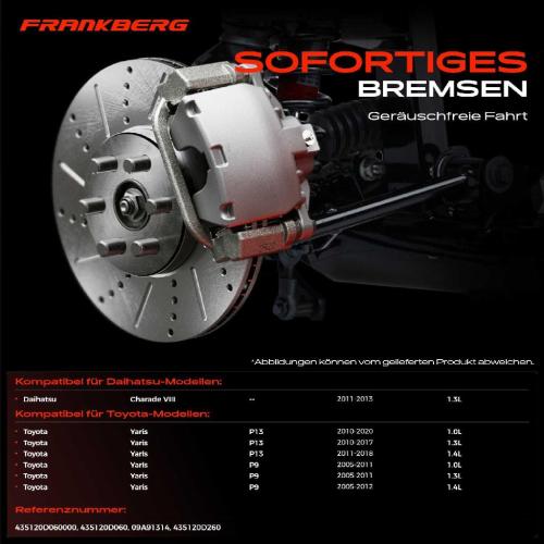 Frankberg 2x Bremsscheiben Vorderachse für Daihatsu Charade VIII Toyota Yaris Kasten/Schrägheck 2005-2020 Bild Frankberg 2x Bremsscheiben Vorderachse für Daihatsu Charade VIII Toyota Yaris Kasten/Schrägheck 2005-2020