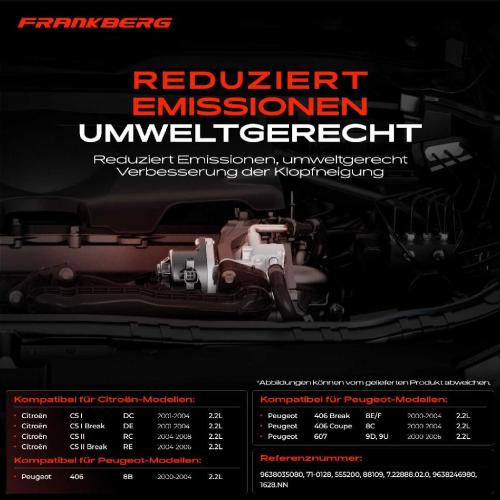 Frankberg 1x AGR-Ventil Abgasrückführungsventil für Citroën C5 I I Break II II Peugeot 406 Coupe 607 Bild Frankberg 1x AGR-Ventil Abgasrückführungsventil für Citroën C5 I I Break II II Peugeot 406 Coupe 607