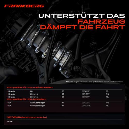 Frankberg 2x Fahrwerksfeder Hinterachse für Hyundai i30 GD Kombi KIA Cee'D Sportswagon JD 2012-2018 Bild Frankberg 2x Fahrwerksfeder Hinterachse für Hyundai i30 GD Kombi KIA Cee'D Sportswagon JD 2012-2018