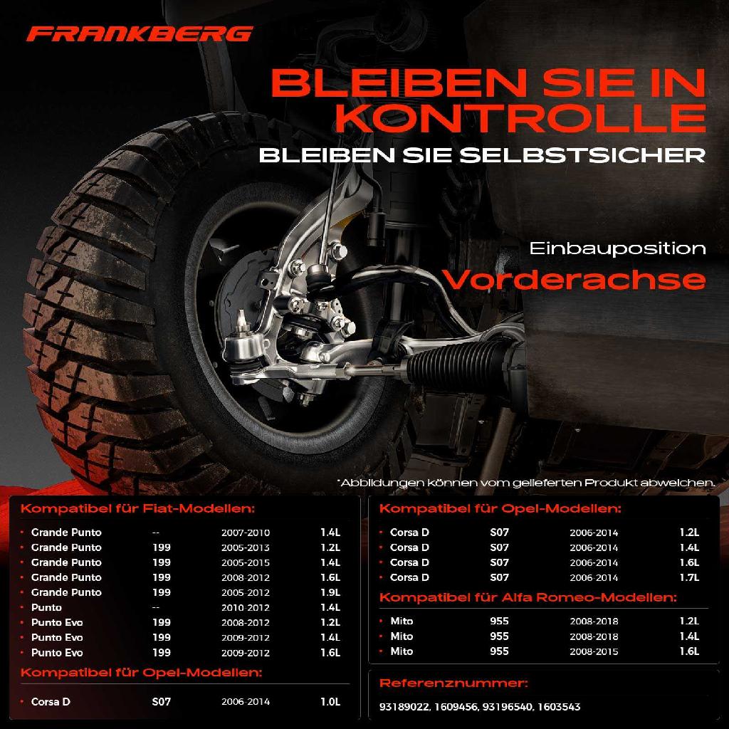 2x Spurstange Vorderachse für Alfa Romeo Mito Fiat Grande Punto Evo Opel Corsa D Kasten/Schrägheck