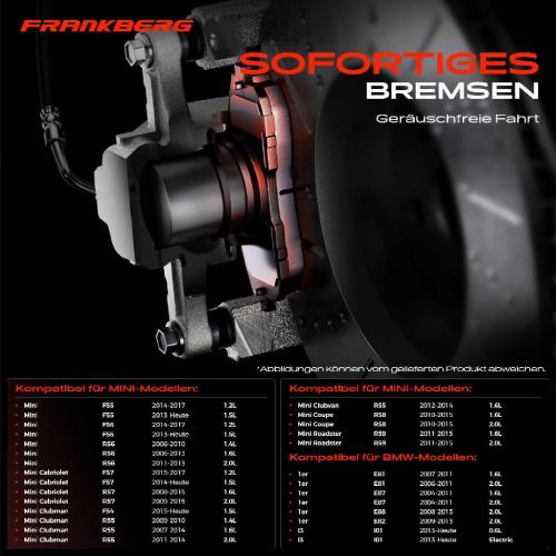 4x Bremsbeläge Vorderachse für BMW E81 E87 E88 E82 F45 I01 MINI F55 F56 R56 2004-2025 Bild 4x Bremsbeläge Vorderachse für BMW E81 E87 E88 E82 F45 I01 MINI F55 F56 R56 2004-2025