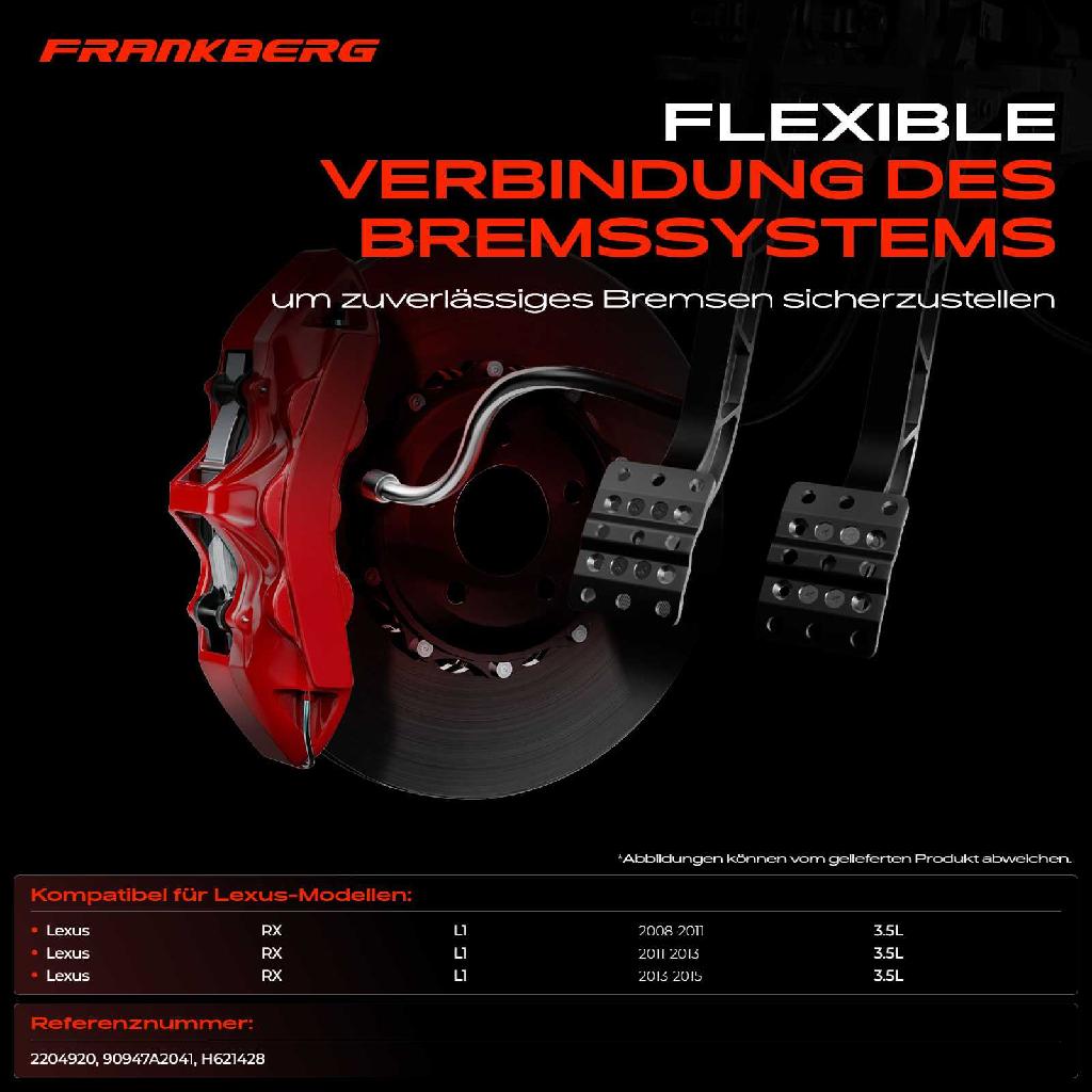 2x Bremsschlauch Bremsschläuche Hinten für Lexus RX 3.5L 2008-2015