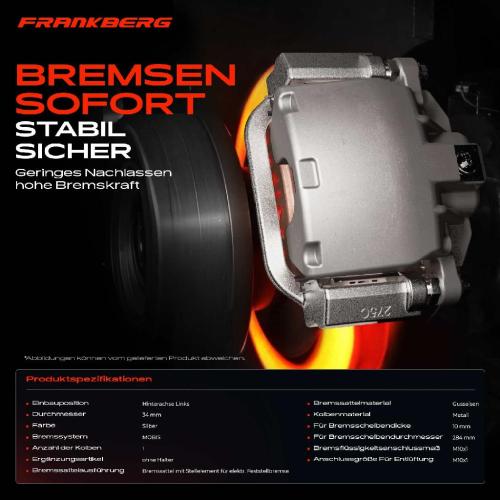 Frankberg 1x Bremssattel Hinterachse Rechts für Hyundai i30 Van KIA Cee'D Combi Sportswagon Pro Bild Frankberg 1x Bremssattel Hinterachse Rechts für Hyundai i30 Van KIA Cee'D Combi Sportswagon Pro